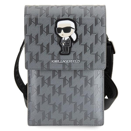 Etui Karl Lagerfeld Torebka KLWBSAKHPKG - srebrne Saffiano Monogram Ikonik