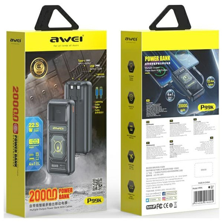 AWEI POWERBANK P99K 20000MAH 22.5W DO IPHONE ANDROID Z POJEMNOŚCIĄ 20000MAH