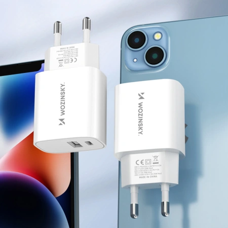 WOZINSKY ŁADOWARKA SIECIOWA USB-A USB-C 20W DO SMARTFONÓW SZYBKIE ŁADOWANIE