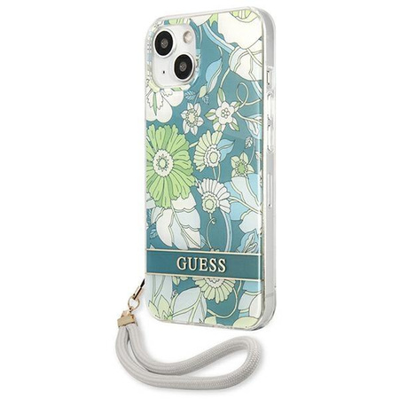 Guess GUHCP13SHFLSN iPhone 13 mini 5,4" zielony/green hardcase Flower Strap