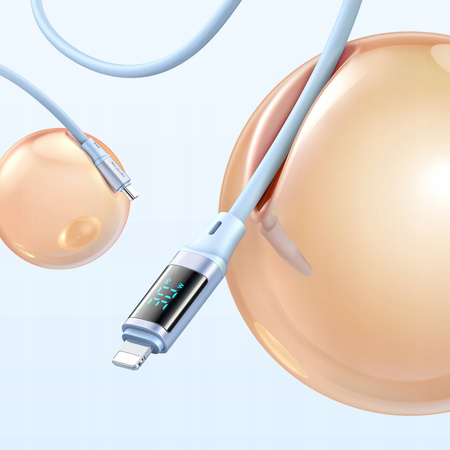 MCDODO KABEL Z WYŚWIETLACZEM USB-C LIGHTNING 36W 2M DO IPHONE 14 FIOLETOWY