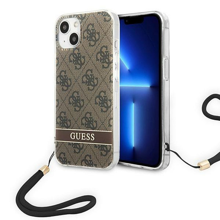 Guess GUOHCP14MH4STW iPhone 14 Plus 6,7" brązowy/brown hardcase 4G Print Strap