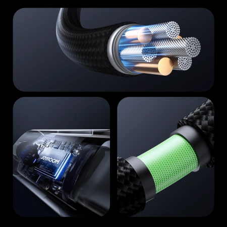 Kabel Joyroom S-A16 Pro Prism Series 66W USB-A - USB-C z wyświetlaczem 1,2m - czarny