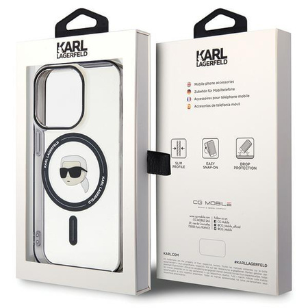 Karl Lagerfeld KLHMP15SHKHNOTK iPhone 15 6.1" transparent hardcase IML Karl`s Head MagSafe