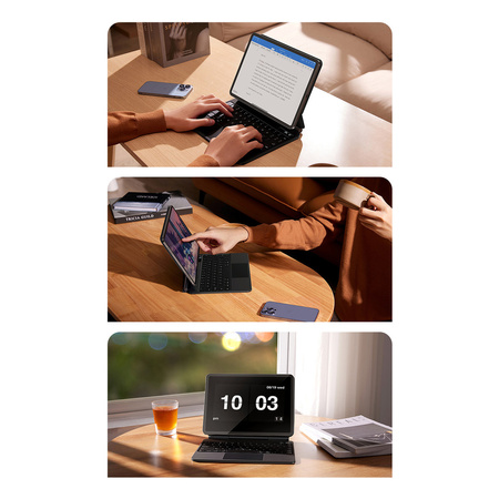 Baseus Brilliance klawiatura bluetooth etui iPad Pro 11'' (2018) / iPad Air 4 10.9'' / iPad Air 5 10.9'' / iPad 10 10.9'' (2022) magnetyczne z klapką podstawka szare