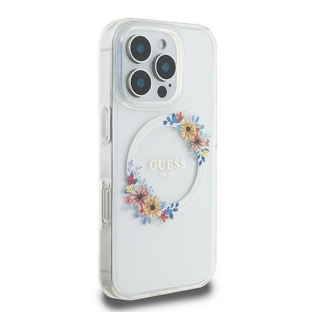 GUESS ETUI DO IPHONE 16 PRO 6.3 HARDCASE Z MAGNETYCZNYM WIEŃCEM KWIATÓW