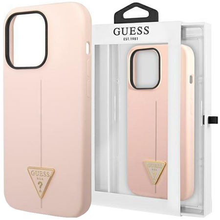 Guess GUHCP14XSLTGP iPhone 14 Pro Max 6,7" różowy/pink hardcase Silicone Triangle