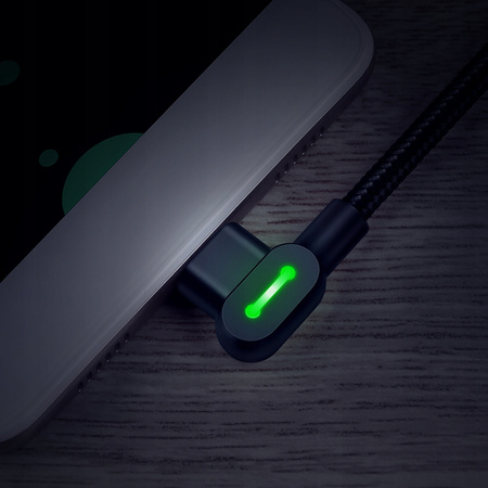MCDODO KABEL KĄTOWY 90° LIGHTNING DWUSTRONNY DO IPHONE 11 12 13 14 LED 1M