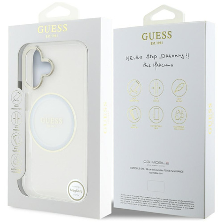 GUESS ETUI IML METAL COLORED CIRCLE DO MAGSAFE IPHONE 16 LOGO CLASSIC