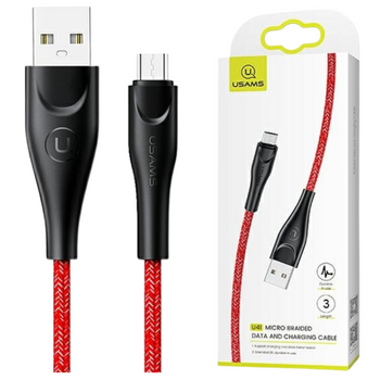 USAMS KABEL PLECIONY U41 MICRO USB 3M 2A DO SMARTFONÓW SZYBKIE ŁADOWANIE 3M