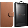 iCarer Wallet Case 2in1 etui iPhone 14 Plus skórzany pokrowiec z klapką Anti-RFID brązowy (WMI14220727-BN)
