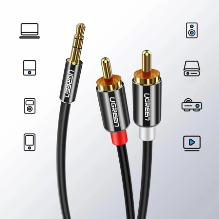UGREEN KABEL AUDIO MINI JACK 3,5MM DO 2RCA DO TELEFONU I KINA DOMOWEGO 1,5M
