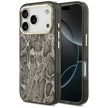 Etui Guess Python Pattern MagSafe do     iPhone 17 Pro brązowy