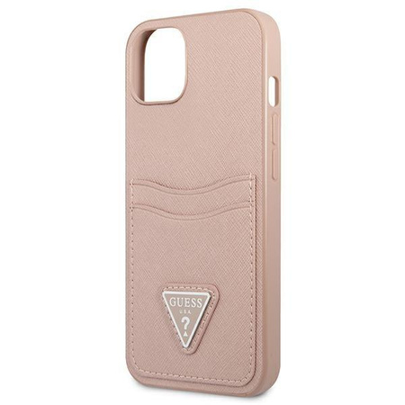 Guess GUHCP13MPSATPP iPhone 13 6,1" różowy/pink hardcase SaffianoTriangle Logo Cardslot