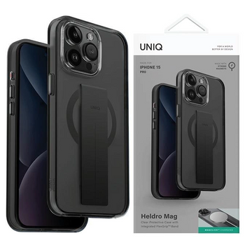 Etui UNIQ Heldro Mag Magclick Charging na iPhone 15 Pro - czarne