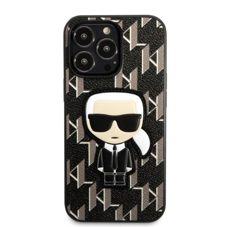 Etui Karl Lagerfeld KLHCP13LPMNIKBK na iPhone 13 Pro / 13 hardcase - czarne Monogram Ikonik Patch