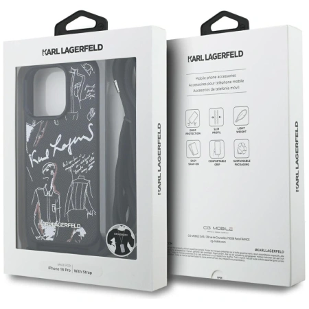 KARL LAGERFELD ETUI CROSSBODY GRAINED PATTERN LOGO DO IPHONE 16 PRO