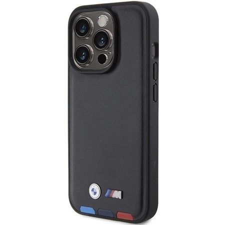 Etui BMW Leather Stamp Tricolor do iPhone 15 Pro - czarne