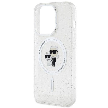 Etui Karl Lagerfeld KLHMP14LHGKCNOT na iPhone 14 Pro - przezroczyste hardcase Karl&Choupette Glitter MagSafe