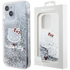 Etui Hello Kitty Liquid Glitter Charms Kitty Head na iPhone 15 - srebrne