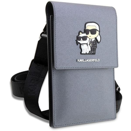 Etui Karl Lagerfeld Torebka KLWBSAKCPMG - srebrne Saffiano Karl&Choupette