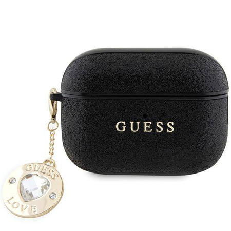 Etui Guess GUAP2PGEHCDK na AirPods Pro 2 cover - czarne Fixed Glitter Heart Diamond Charm