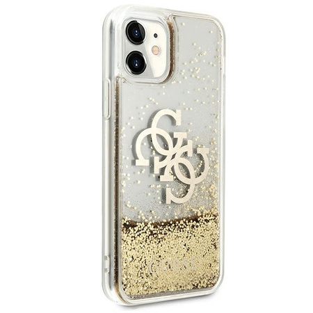 GUESS POKROWIEC HARDCASE DO IPHONE 11 6,1 XR ZŁOTY 4G BIG LIQUID GLITTER
