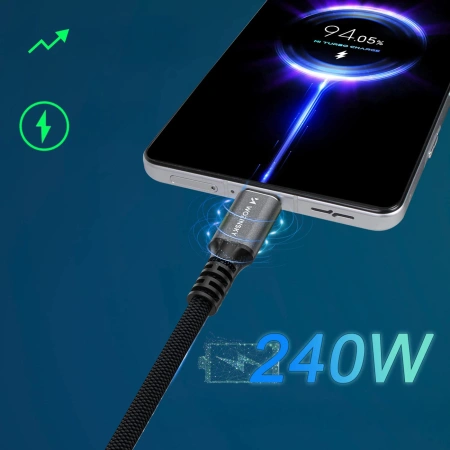 Kabel Wozinsky WPS-UY415S USB-C USB4 40Gb/s 240W 1,5m 4K - czarny