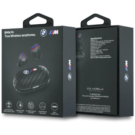 Słuchawki Bluetooth TWS BMW Carbon Metal Logo ENC czarny