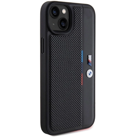 Etui BMW Perforated Tricolor Line na iPhone 15 / 14 / 13 - czarne