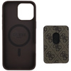 Etui Guess 4G Stripes z portfelem Magsafe do iPhone 16 Pro Max brązowy
