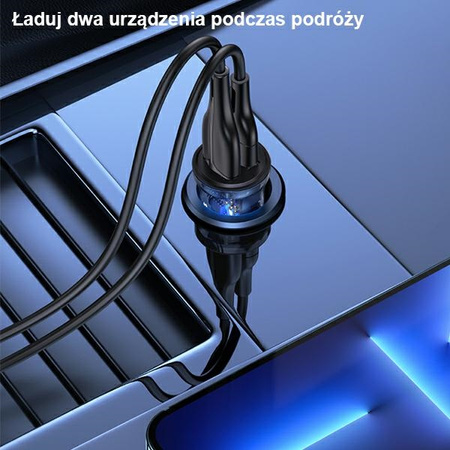USAMS ŁADOWARKA 2XUSB-A 3A DO IPHONE 12 13 14 SAMOCHODOWA SZYBKIE ŁADOWANIE