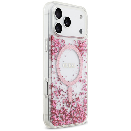 Etui Guess Resin Bottom Glitter MagSafe do iPhone 17 Pro Max różowy