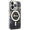 Etui Guess GUHMP14LHTMRSK na iPhone 14 Pro - czarne Golden Marble MagSafe