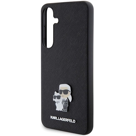 Etui Karl Lagerfeld Saffiano Karl&Choupette Metal Pin na Samsung Galaxy S24+ - czarne