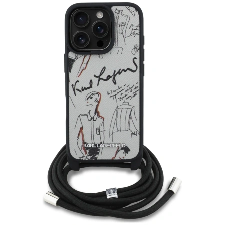 KARL LAGERFELD ETUI CROSSBODY GRAINED PATTERN & LOGO DO IPHONE 16 PRO MAX