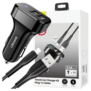 USAMS ŁADOWARKA SAMOCHODOWA 2XUSB C13 2,1A DO ANDROID IPHONE X 11 12 13 14