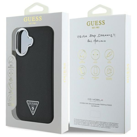 GUESS ETUI HARDCASE GRAINED TRIANGLE DO IPHONE 16 6.1 DO MAGSAFE ELEGANCKA