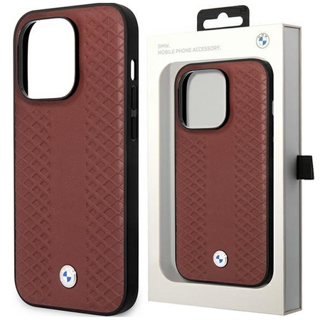 Etui BMW BMHCP14X22RFGR na iPhone 14 Pro Max burgundowy/burgundy Leather Diamond Pattern