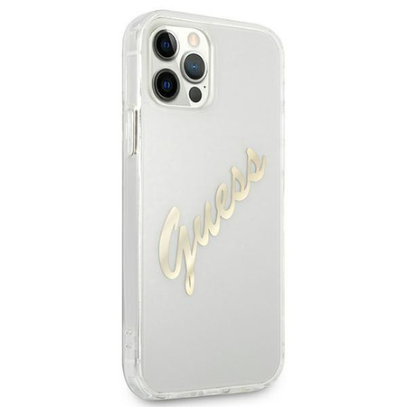 Guess GUHCP12LKTRSVGO iPhone 12 Pro Max 6,7" Transparent hardcase Vintage Script Gold