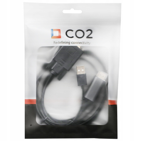 CO2 KABEL VGA - HDMI PRZEJŚCIÓWKA KONWERTER ADAPTER AUDIO FULL HD 60HZ 2M