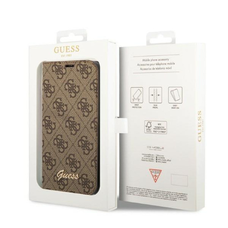 Guess GUBKP14MHG4SHW iPhone 14 Plus 6,7" brązowy/brown book 4G Vintage Gold Logo