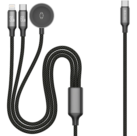 JELLICO kabel B25 3w1 (Apple Watch) 3.1A 1.2M Czarny