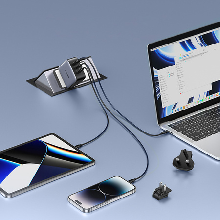 Ugreen szybka ładowarka sieciowa GaN USB / 2xUSB C 65W adapter wtyczka EU / UK / US czarna (CD296)