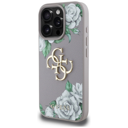 GUESS ETUI CASE 4G LOGO DO IPHONE 16 PRO GRAINED ROSES DOPASOWANIE I DESIGN