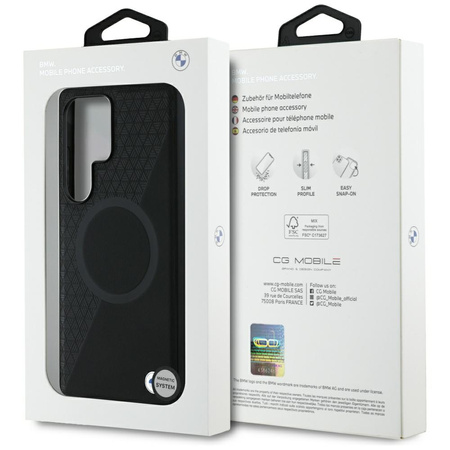 Etui BMW Leather Half Textured MagSafe do Samsung Galaxy S25 Ultra czarny
