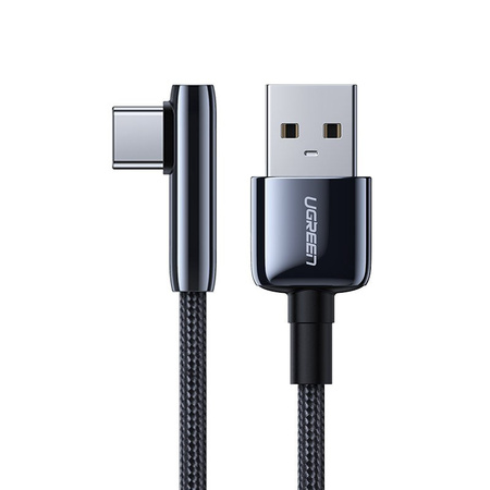 Ugreen kątowy kabel przewód z bocznym wtykiem USB - USB Typ C 5 A Quick Charge 3.0 AFC FCP 0,5 m czarny (70431 US313)