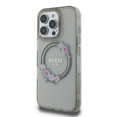 GUESS POKROWIEC HARDCASE DO IPHONE 16 PRO 6.3 DO MAGSAFE IML FLOWERS WREATH