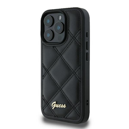 GUESS ETUI HARDCASE CASE POKROWIEC DO IPHONE 16 PRO DO APPLE QUILTED CZARNY