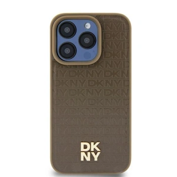 DKNY ETUI DO IPHONE 14 15 13 6.1 HARDCASE SKÓRZANE Z LOGO METALOWYM